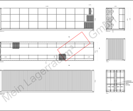 Reifencontainer Anlage technische Zeichnung