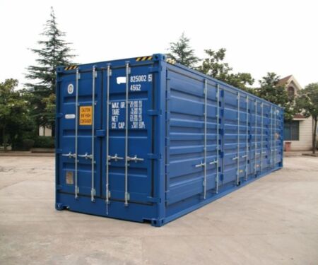 40 Fuß High Cube Side Door Seecontainer Blau